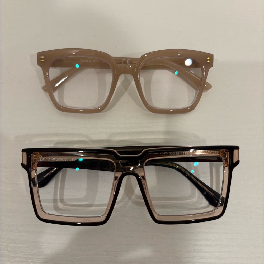 Stylish Square Glasses Set in Tan and Black